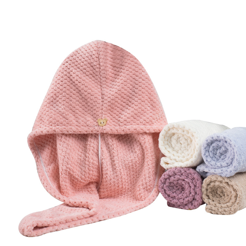 Women's pineapple plaid double-layer shower cap quick-drying strong absorbent thickened home bag hair drying towel towel wholesale
