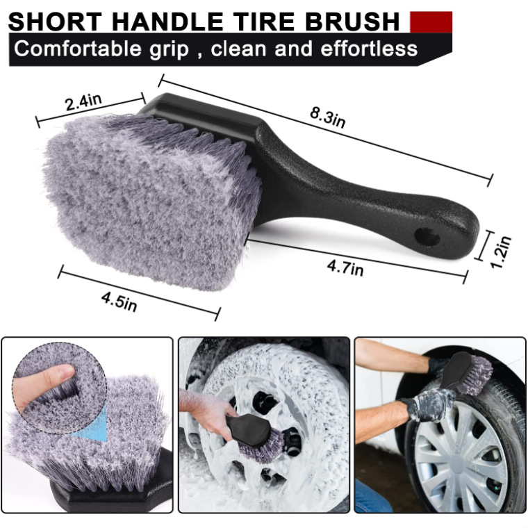 Amazon car tire brush details brush gap cleaning brush 6-Piece car wash towel gloves car wash set