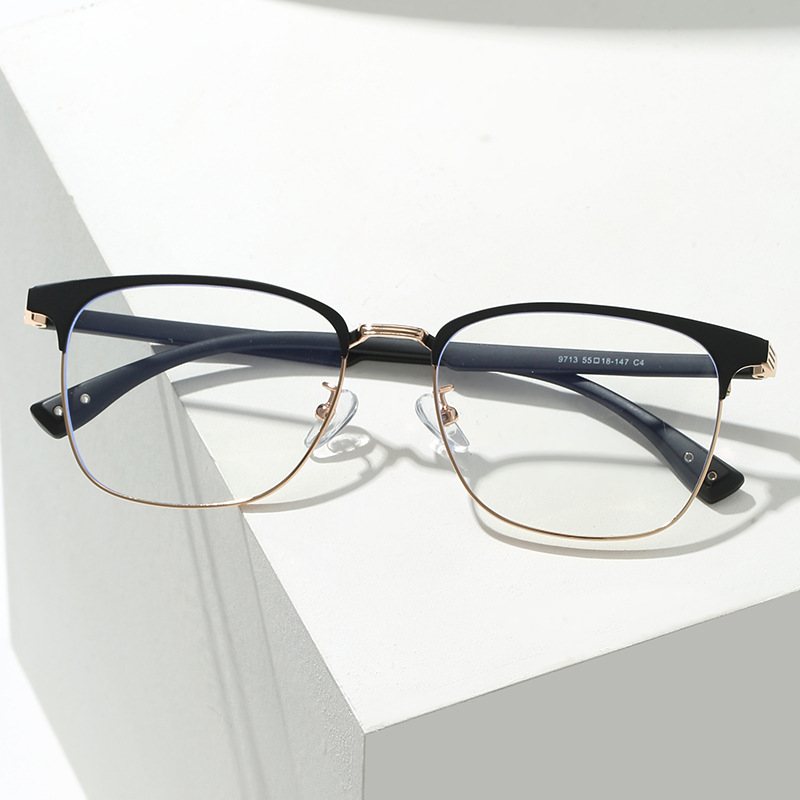 商务男士专用近视眼镜超轻半框款网上可配有度数眼镜近视眼睛9713