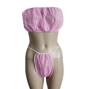 Disposable Non-woven Bra Panties Set Underwear G-string Sauna SPA Beauty Salon Band Wrap Chest