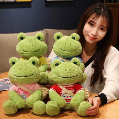 Cartoon Big Eyes Frog Doll Cute Wear Sweater Healing Arctic Fleece Small Animal Plush Toy