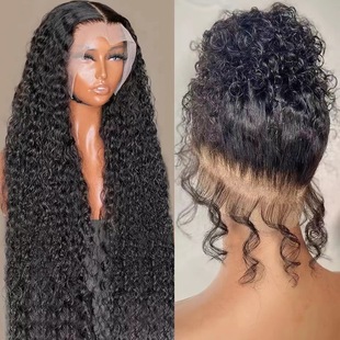 Front lace wig 2023 AliExpress new wig long curly hair African small volume wig set manufacturers in stock