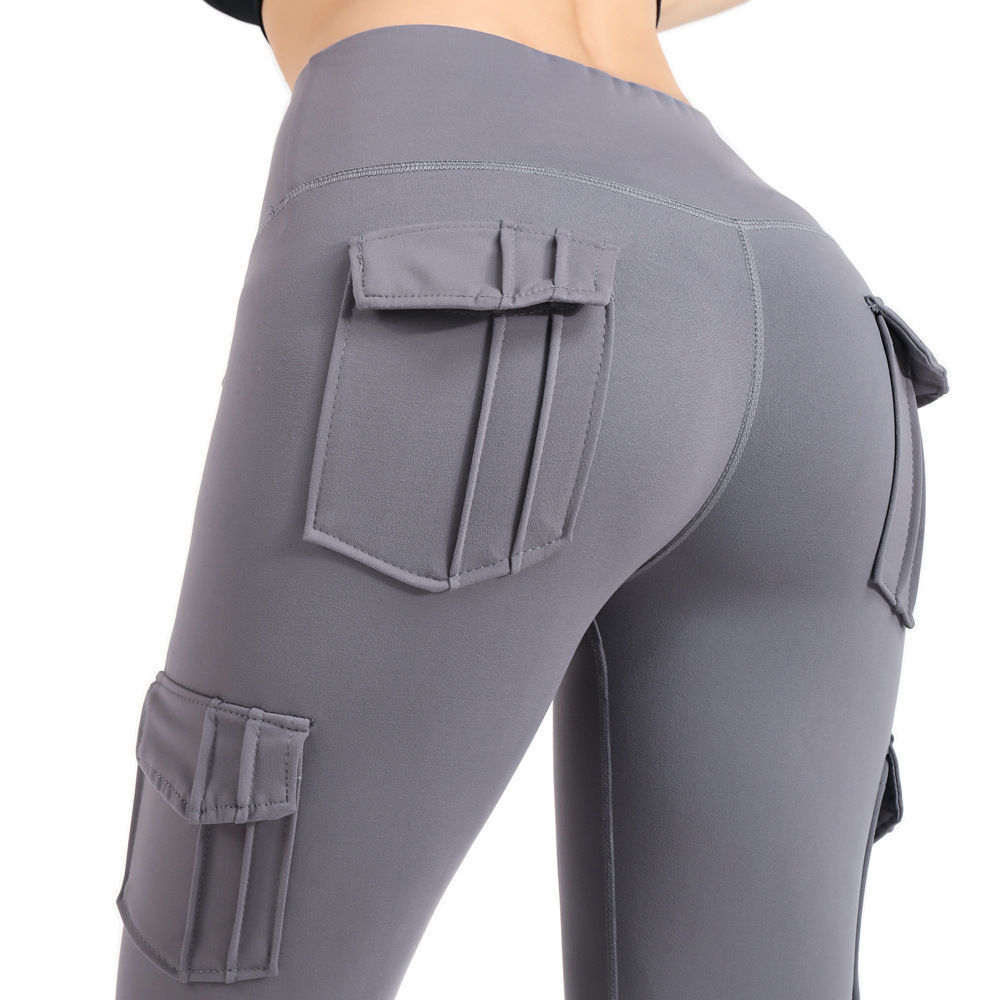 Yoga Fitness Pants Women's High Waist Hip Tight Sports Running Pocket Shark Skin Amazon AliExpress Europe and America