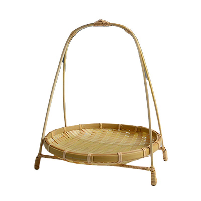 Bamboo snack rack fruit basket hand-woven multi-layer storage rack Chinese storage basket bamboo plate wedding decoration
