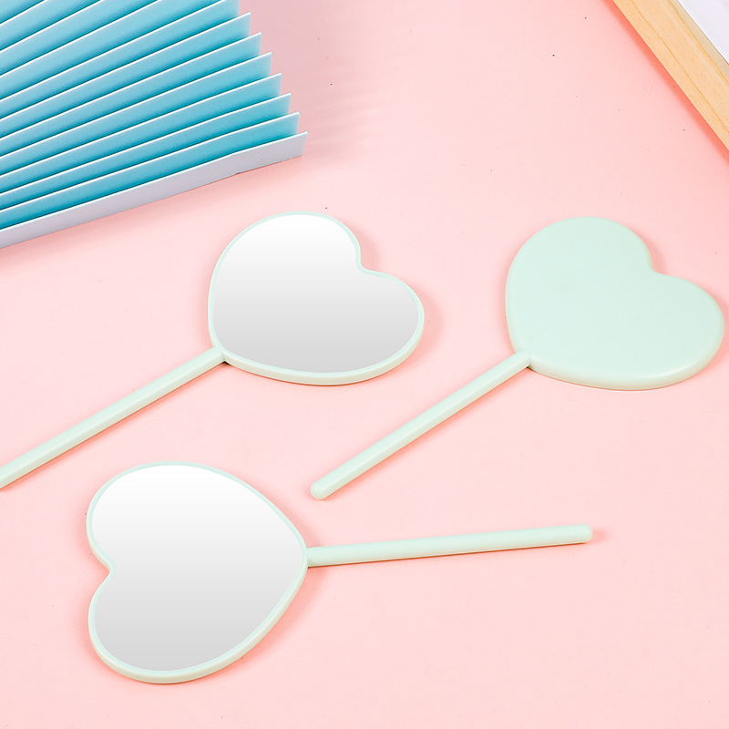 New love makeup mirror fairy hand-held handle mirror handmade cream glue portable heart-shaped makeup mirror DIY