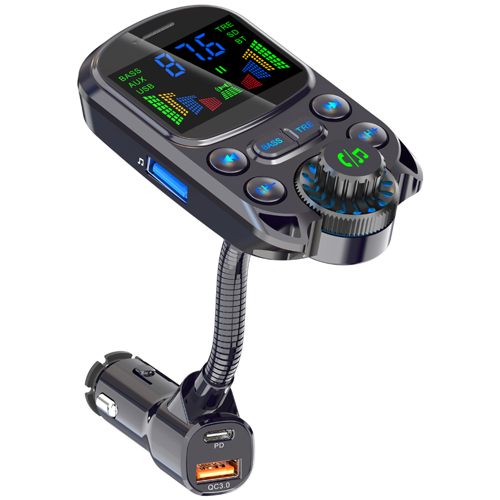 Car Bluetooth U disk lossless player with AUX HD spectrum display sound effect adjustment car charger fast charging