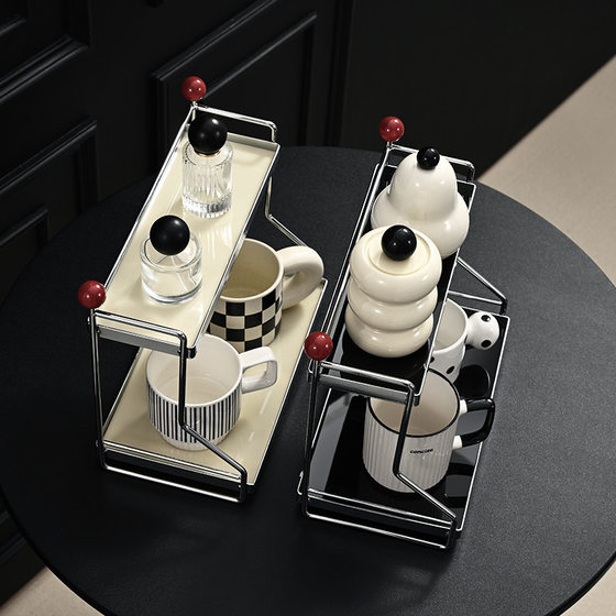 Double-ball Middle-style Iron Desktop Water Cup Storage Rack Table Bedroom Bathroom Kitchen Acrylic Storage Rack