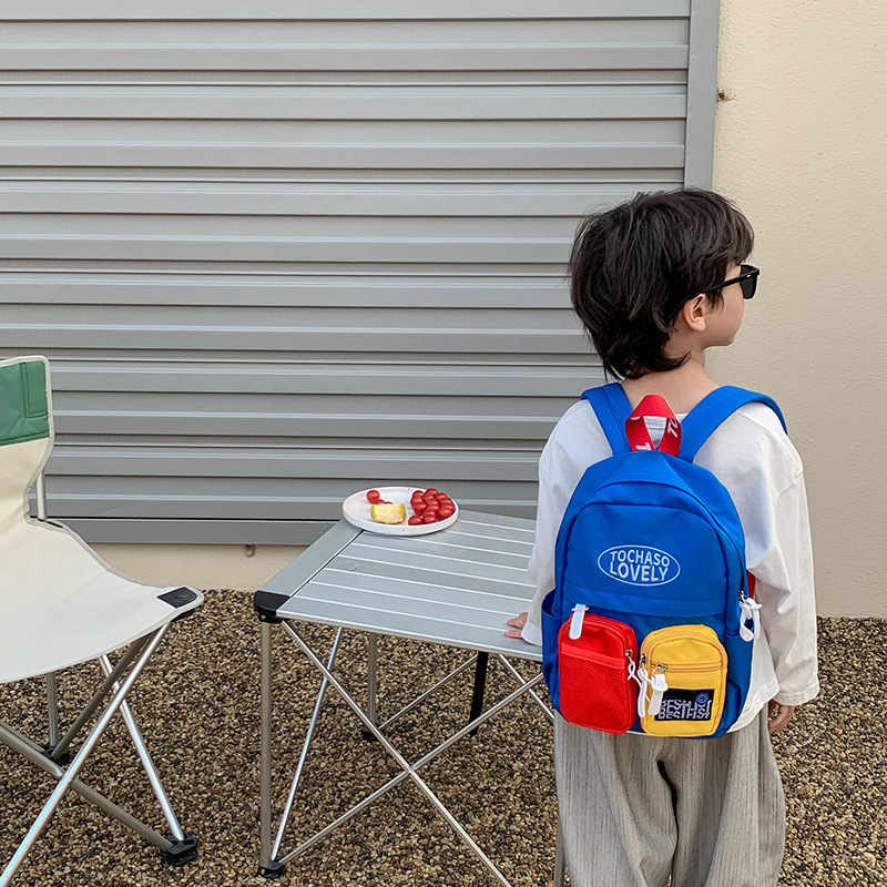 Korean version of the new boys backpack kindergarten children school bags fashion double pocket children's backpack cross-border wholesale