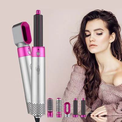 Cross-border new five-in-one hot air comb automatic curling rod curling and straightening dual-purpose hair styling comb electric hair dryer