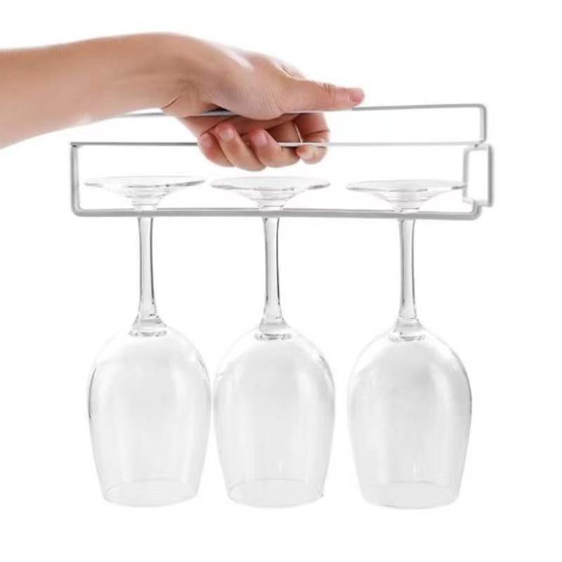 Wine cup holder upside down household creative iron Cabinet cup holder draining rack nail-free art punch-free goblet rack
