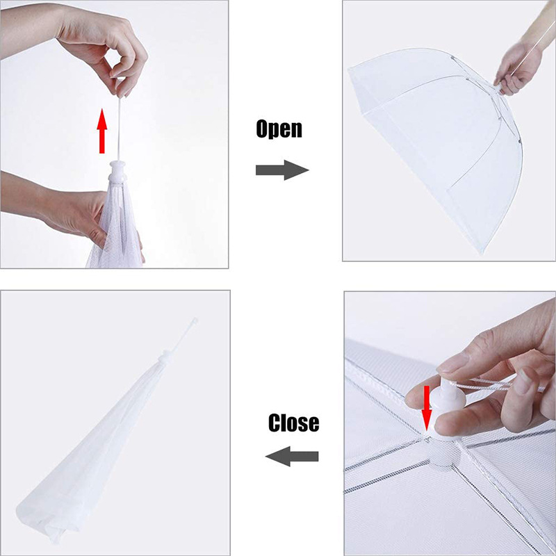Kitchen Vegetable Cover New Solid Color Folding Food Cover Mesh Umbrella Dust-proof Fly-proof Cover Removable and Washable Food Cover for Foreign Trade