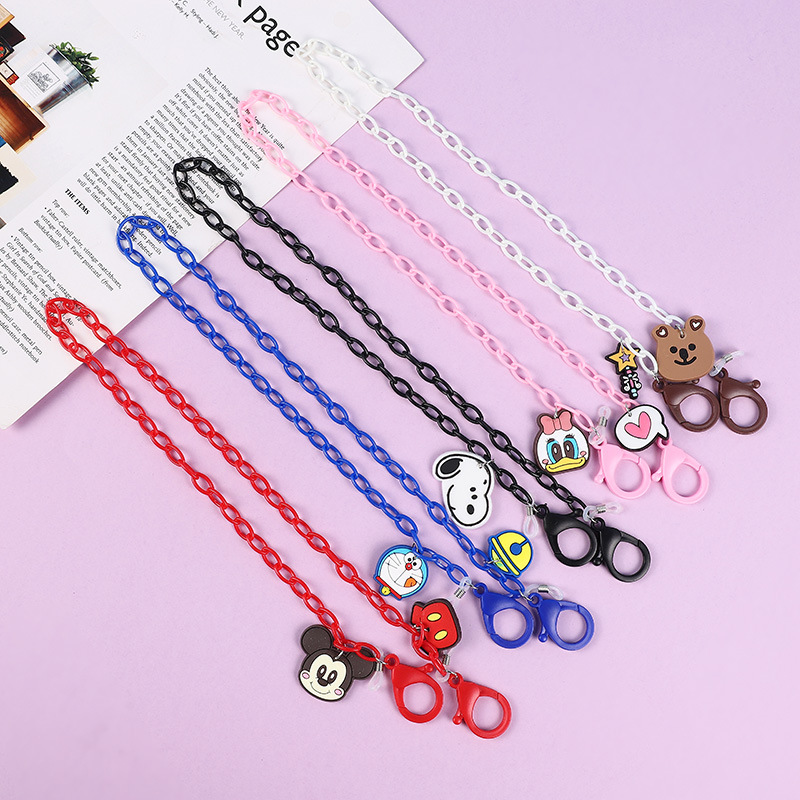 New glasses chain neck mask anti-lost rope dual-use cute cartoon soft rubber acrylic chain children's mask strap