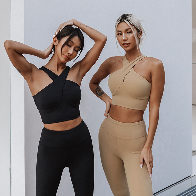 Yoga clothes vest sports bra underwear women's push up shockproof breast collection sexy beauty back cross strap fitness clothes