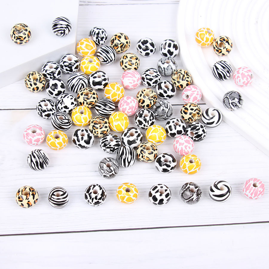 leopard wood beads milk cow wood beads zebra animal wood beads loose beads hemp rope tassel wood beads string diy accessories