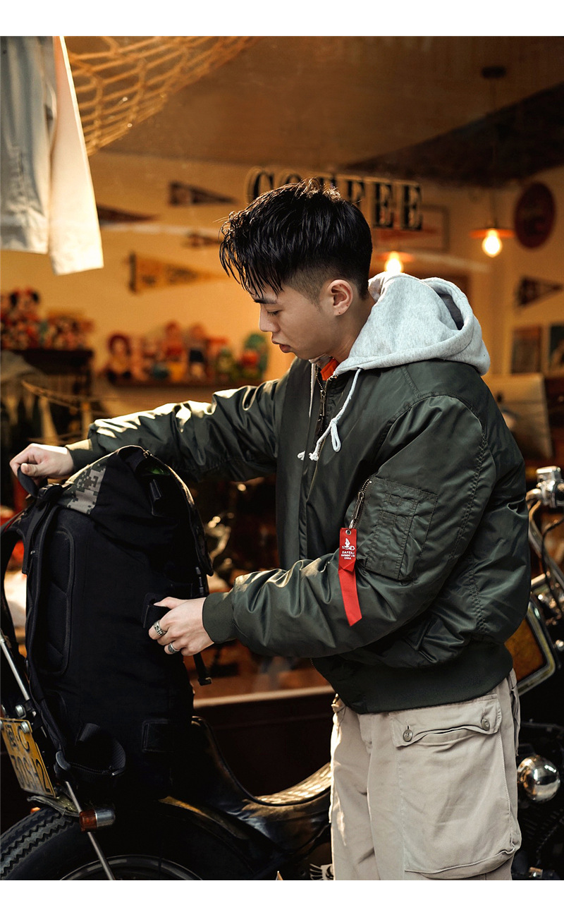 Norman Longmei workwear winter hooded pilot jacket oversized men's cotton-padded coat non-ironing student coat