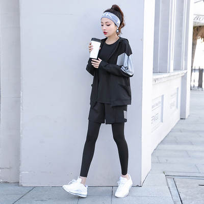 Factory Direct sales plus size fitness five-piece suit chubby girl wearable spring and summer sports gym fitness clothes