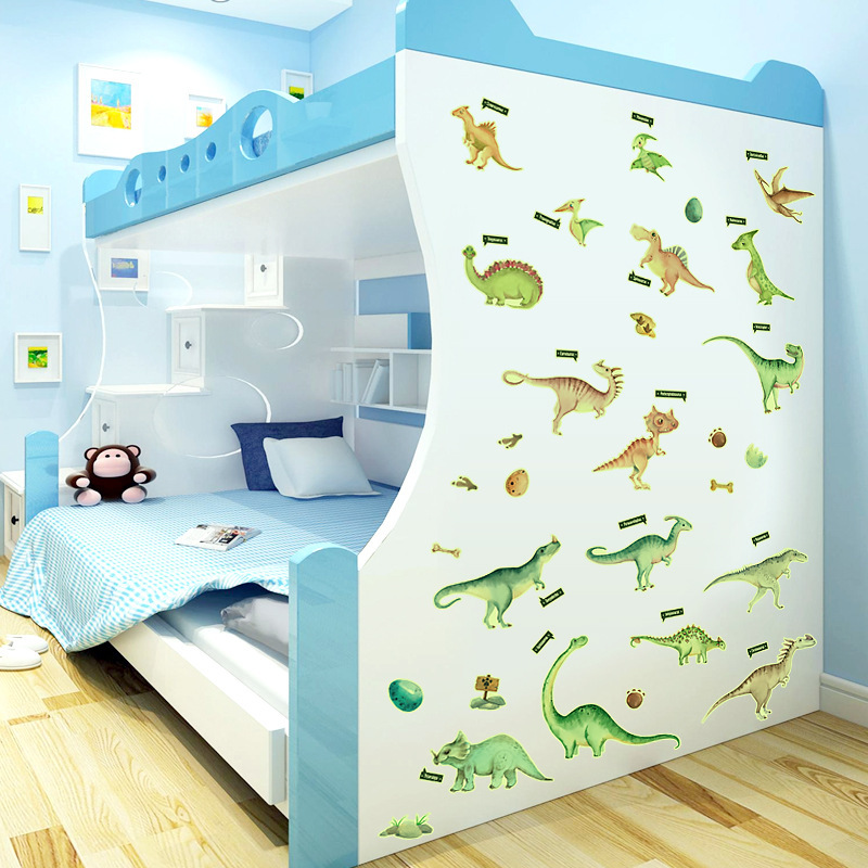 YG201 Luminous Dinosaur Wall Stickers Cartoon Animals Dinosaur Egg Fluorescent Stickers Foreign Trade Hot Selling Children's Room Decorative Stickers