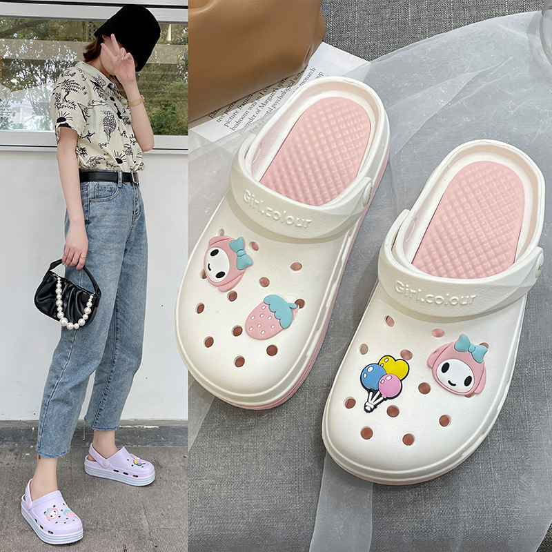 eva hole shoes women's summer cute outerwear girl's trendy non-slip nurse office bag beach toe sandals wholesale