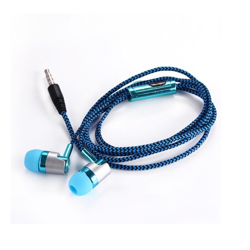Foreign Trade New Wiring Headset Wire-controlled Heavy Subwoofer Headset with Earplugs In-ear Woven Rope Wired Headset