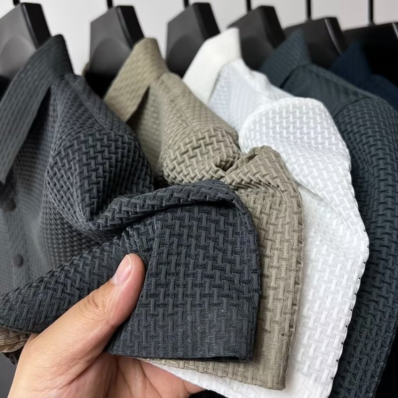 Clearance to pick up leaks ~ summer high-end mesh ice silk short sleeve T-shirt men's shirt collar solid color Paul business polo shirt men