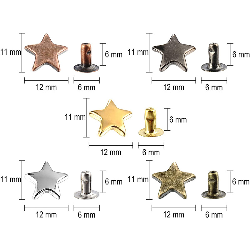 Cross-border spot 200 sets of 5-color star single-sided rivet + tool set box leather denim staple nail cap rivet buckle
