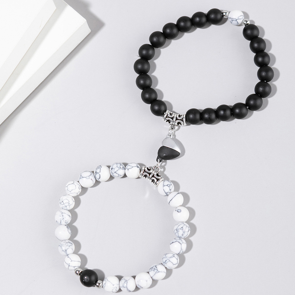 Heart-to-heart couple bracelet for women niche design ins magnet trend bracelet set cross-border jewelry trend