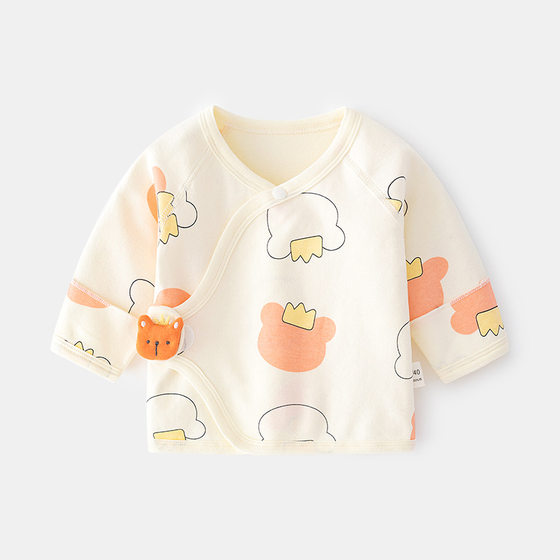 Newborn Baby Inner Clothes Boneless Pure Cotton Spring and Autumn Velcro Half-back Pajamas Full Moon Monk Clothes Baby Top