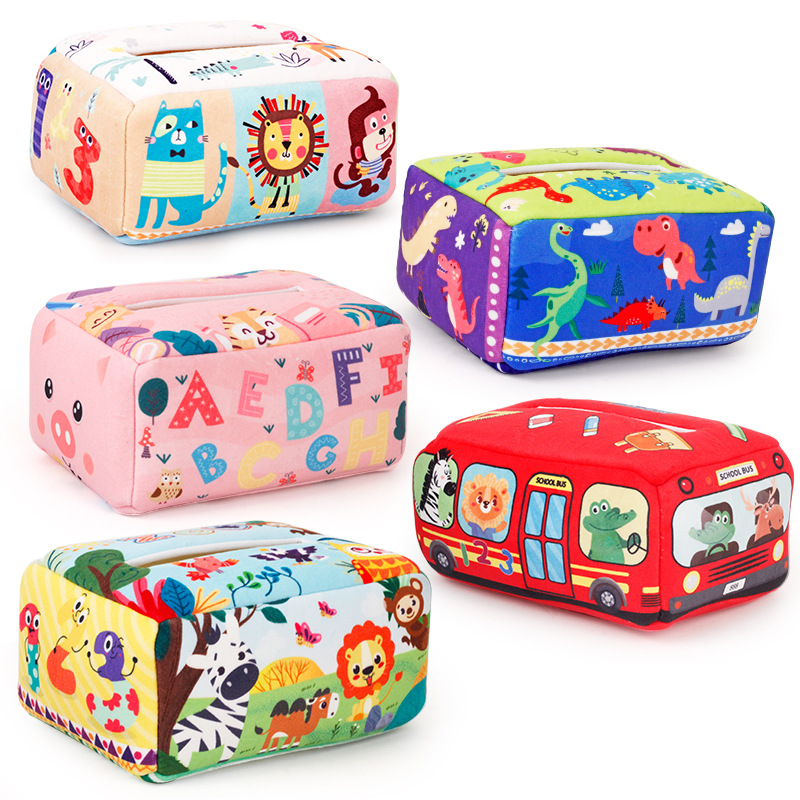 Cross-border children's smoking tissue box toy baby fabric smoking tissue box learning cognitive sound paper tissue