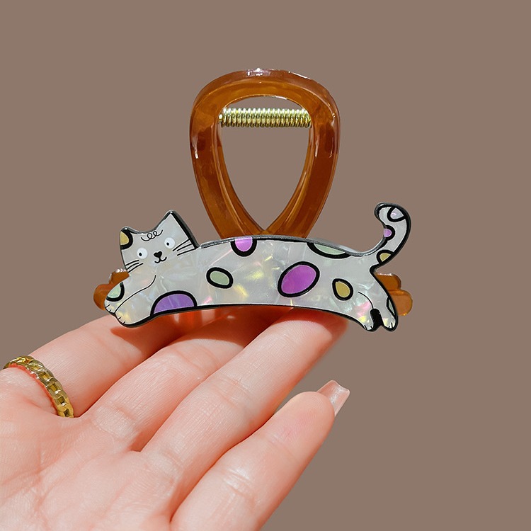 Forcina per capelli a forma di cucciolo di gatto con cartone animato, per bambini, con disco per capelli da donna, media e piccola, a forma di squalo_voghion.com