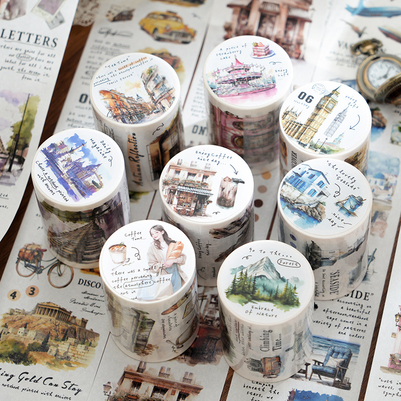 Twilight and paper tape storage romantic series retro hand account material decoration collage base stickers 8