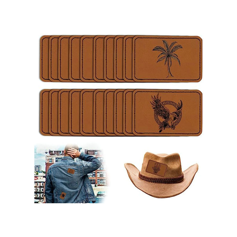 Blank leather label diy artificial leather PU clothing hat patch sticker car line laser self-adhesive rubber brand can be carved