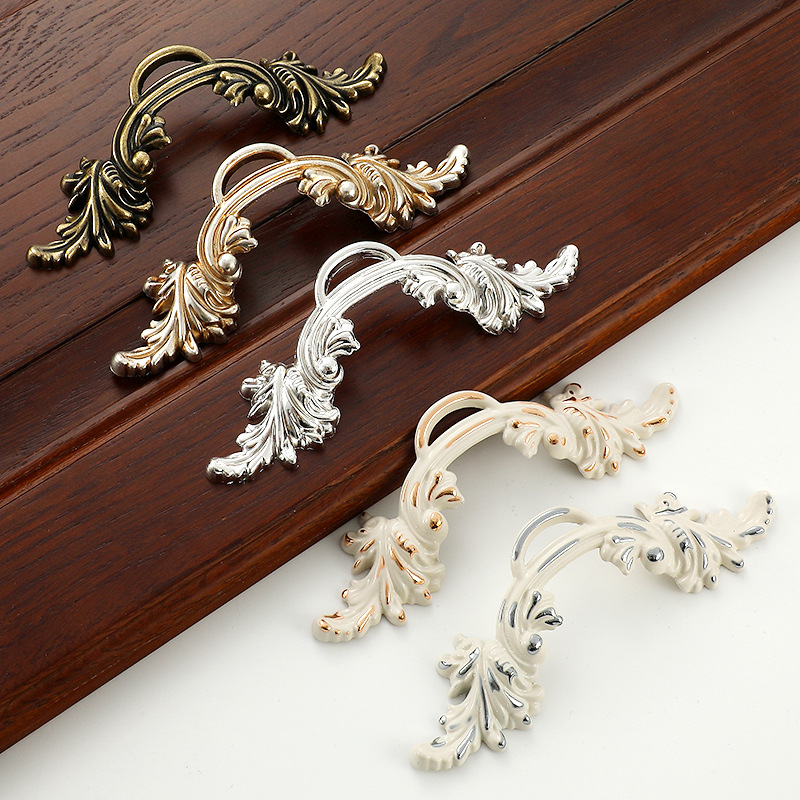 Bronze Handle European-style Carved Cabinet Wardrobe Handle Simple Retro Long Handle Chinese-style Drawer Single-hole Small Handle