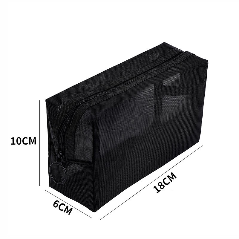 Amazon hot selling transparent net storage bag large capacity mesh cosmetic bag portable travel wash bag three-piece set