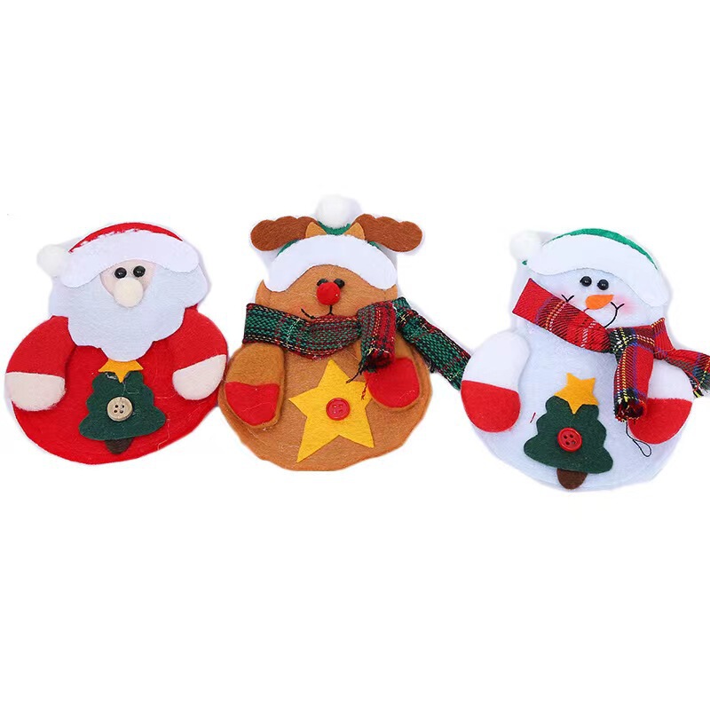 クリスマス装飾品クリスマス食卓装飾食器セットサンタクロース雪だるまナイフフォークセットナイフとフォーク帽子ボトルセット|undefined