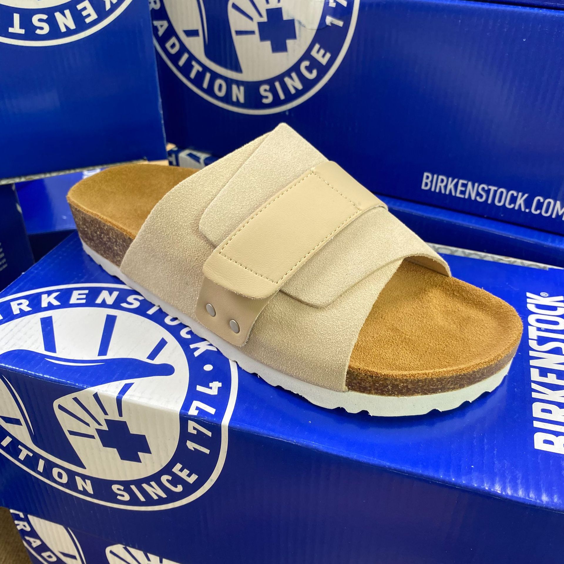 Genuine Leather Birkenstock Shoes Single Button Unisex Birkenstock Shoes Softsole Cork Slippers Velcro Birkenstock Sandals