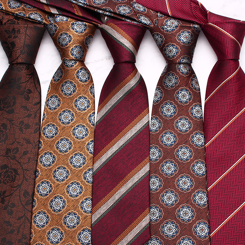 Leer new brown tie men's business fashion polyester hand tie factory in stock wholesale multi-color optional