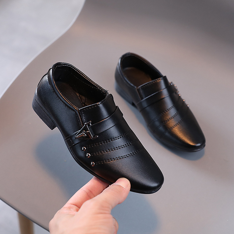 Boys Black Leather Shoes British Style Boys White Children's Shoes 2023 Children's Dress Fashion Show Shoes Leather Shoes