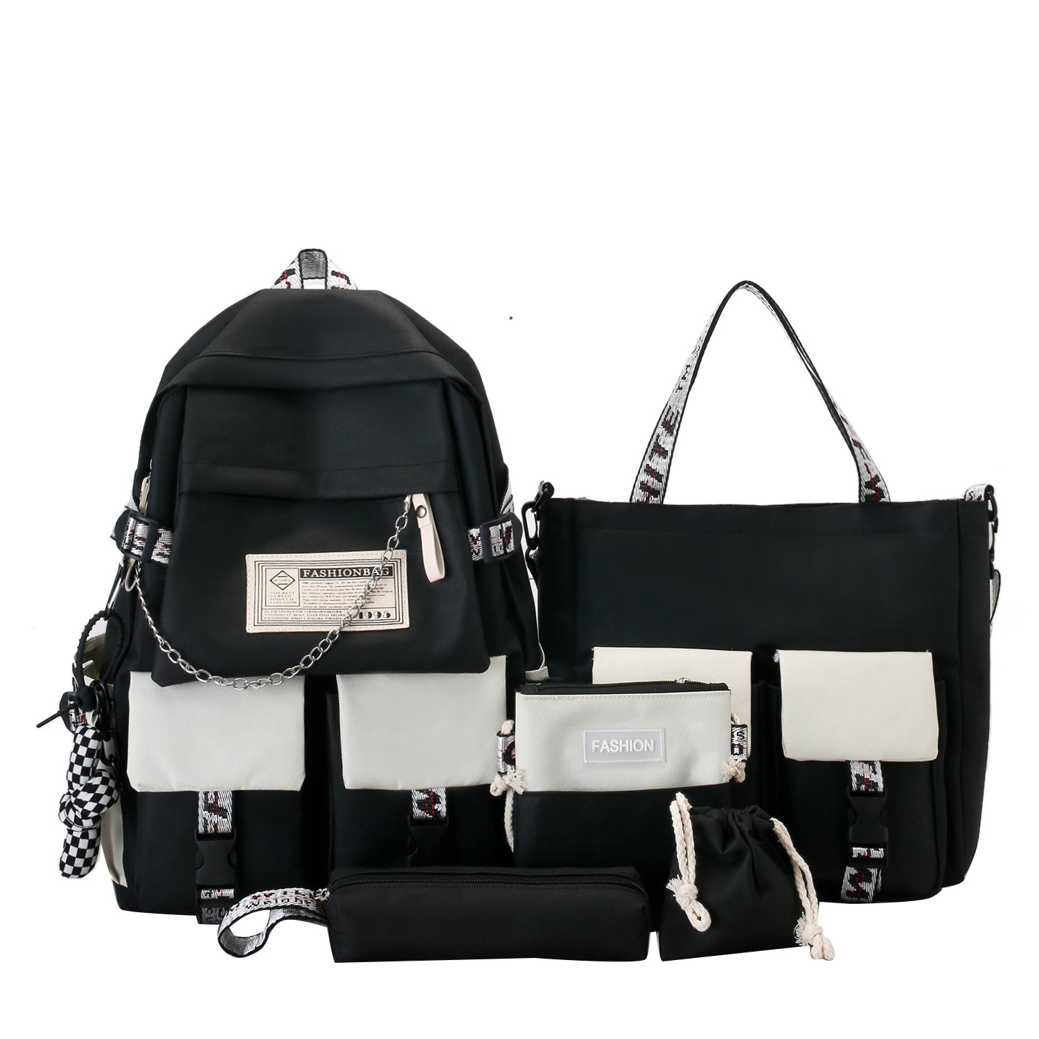 Schoolbag boys primary school children's five-piece lightweight backpack high school and junior high school students Girls large capacity backpack fashion