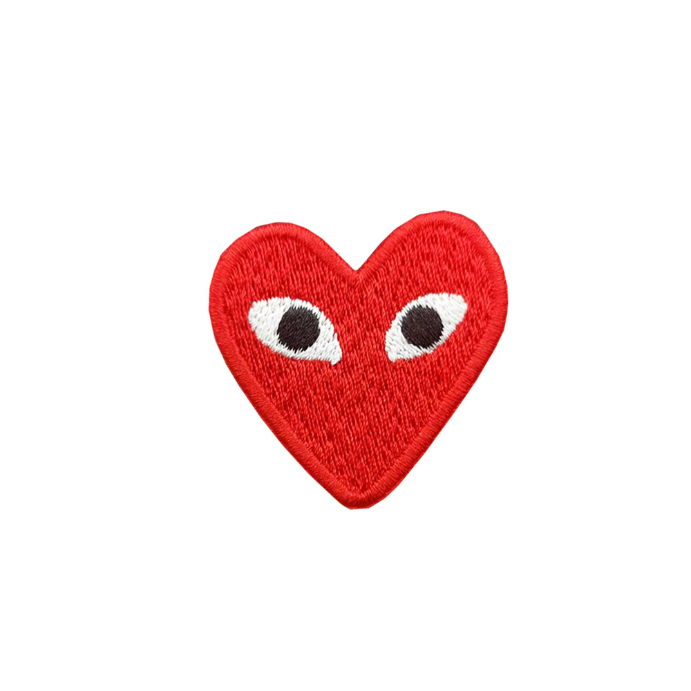 CDG Kawakubo Embroidered Cloth Sticker Red Love Eyes DIYT Shirt Ripped Hole Decoration Patch All-match Self-adhesive