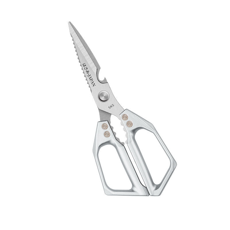 Kitchen Scissors Multi-functional Stainless Steel Household Scissors with Scissors Cover Aluminum Handle Scissors Tailor Scissors for Killing Chicken and Fish