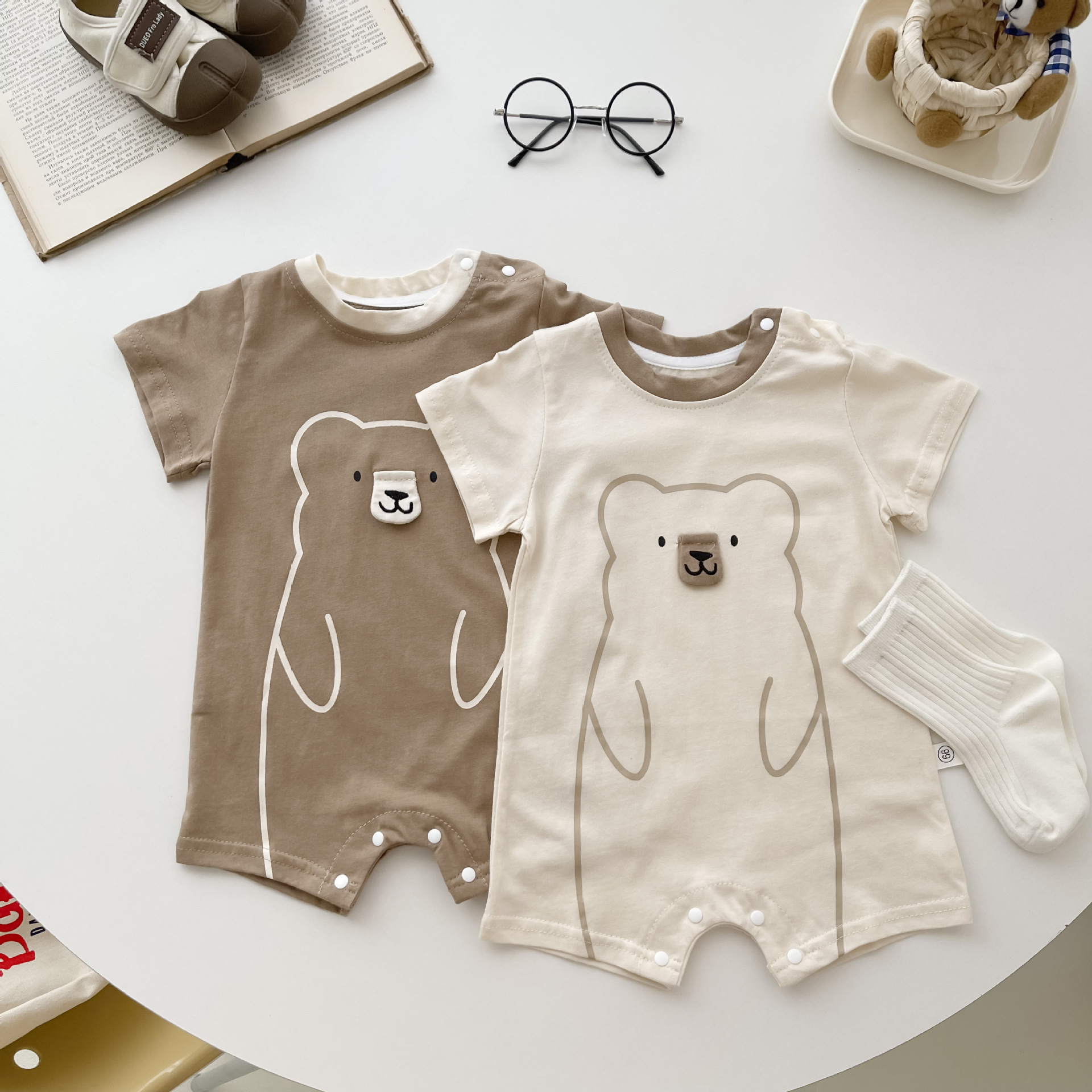 Baby clothes summer set, sleeveless thin onesie for newborn, cute and adorable short-sleeved onesie for babies, summer outdoor crawling suit