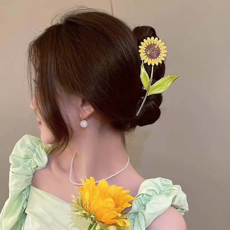 Pince à cheveux en forme de fleur peinte à la main avec des explosions de printemps, pince à cheveux féminine douce et girly, pince à cheveux en forme de requin_voghion.com