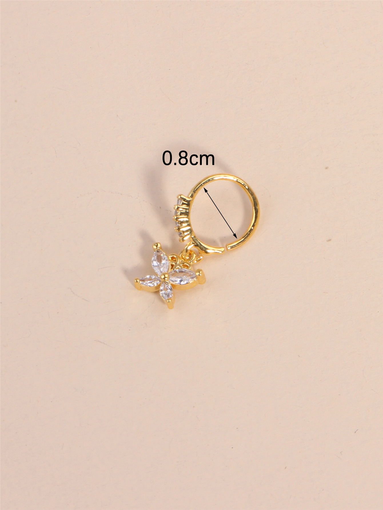 European and American summer sand vacation copper gold plated inlaid horse eye butterfly zircon nose ring small pendant piercing jewelry nose ornament
