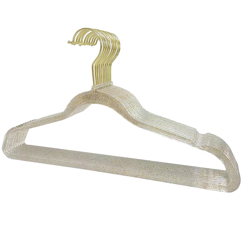 Internet celebrity acrylic cute crystal clothes hanger women's seamless household transparent plastic clothing store gold powder clothes hanger