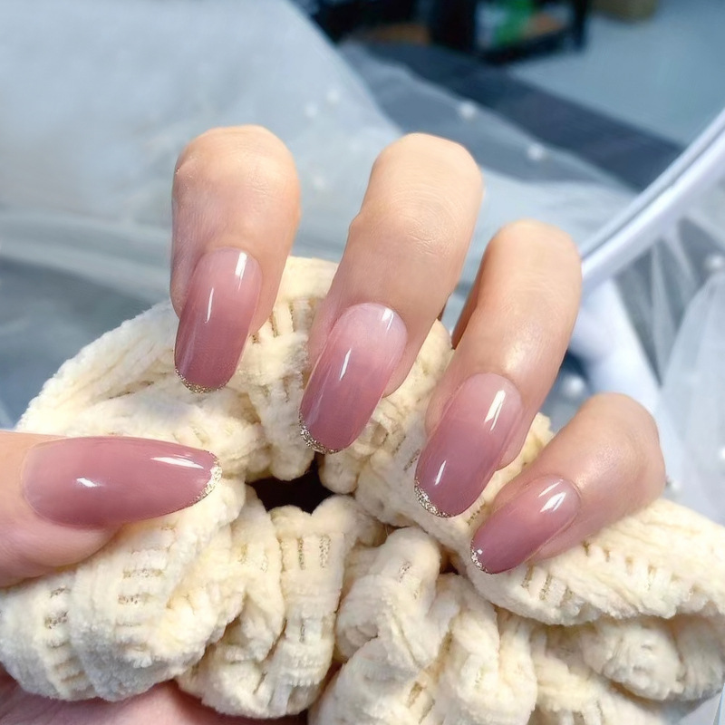 Nail Art New wear armour hand-painted European and American foreign trade false nails Tulip nude wholesale