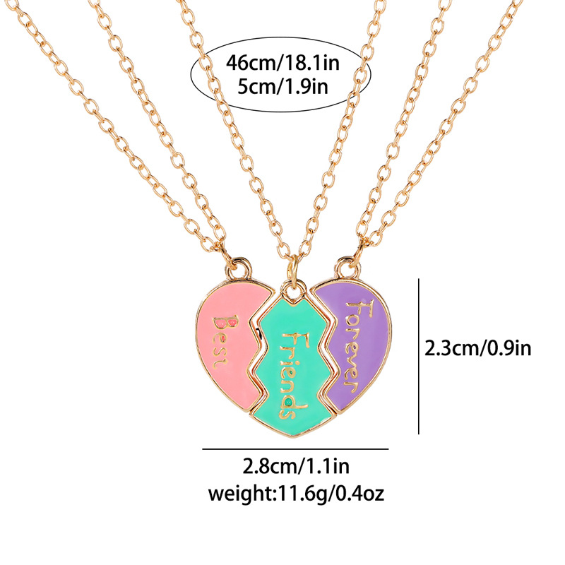 Temu cross-border European and American fashion personality best friends love stitching good friends girlfriends pendant set chain