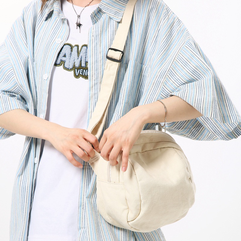 New Arrival Harajuku Style ins Girl's Washed Canvas Bag Fashionable Street Shoulder Crossbody Small Bag Casual Shell Bag