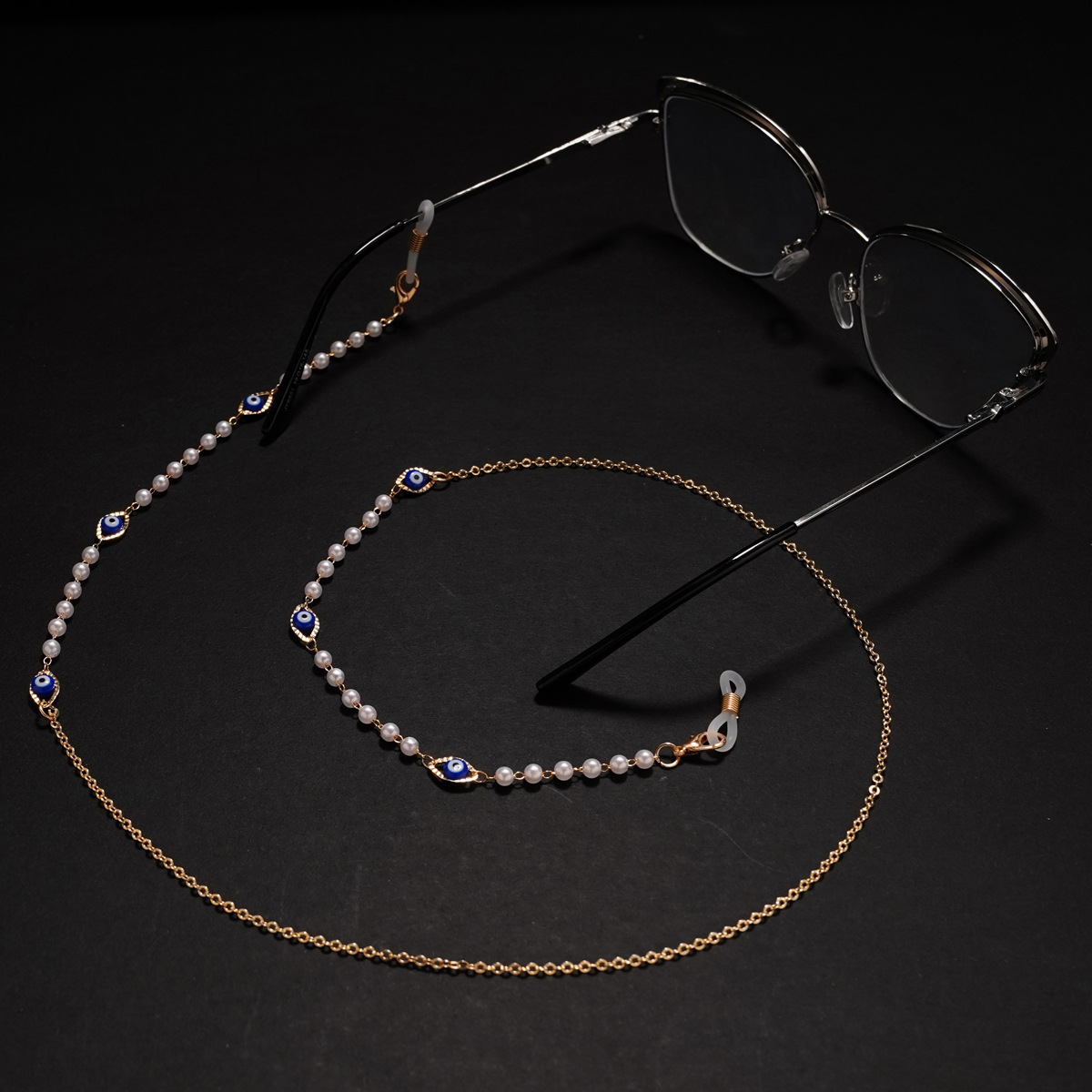 European and American hot sale color-preserving gold-plated glasses chain pearl glasses rope metal copper non-slip chain mask chain factory direct sales