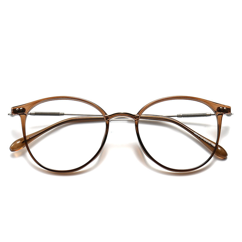 F4 Little Red Book Cold Tea Frame Women's Retro Spring Leg Glasses Anti-Blue Light Men's Flat Glasses Cyber-Popular Short-Sight Glasses