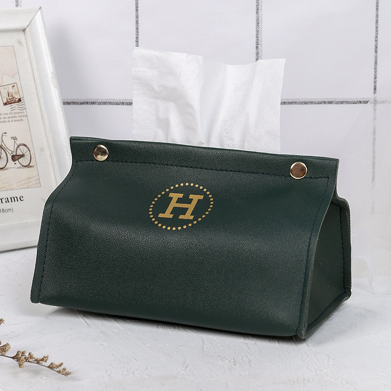 New Nordic Style Hotel Leather Tissue Box ins Style Household Living Room Desktop Storage Car Puff Paper Box